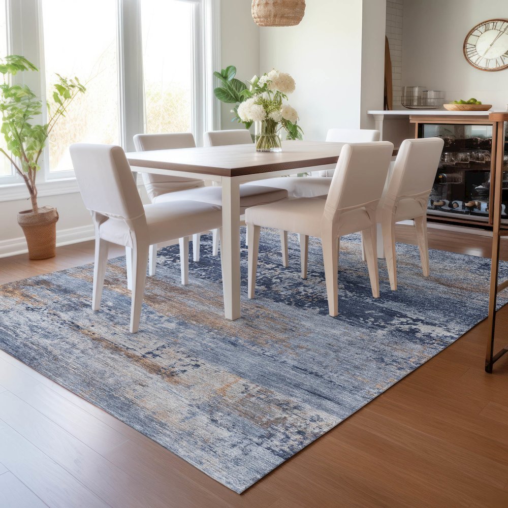 Machine Washable Indoor/Outdoor Chantille ACN2146 Blue 2'6" x 3'10" Rug. Picture 5