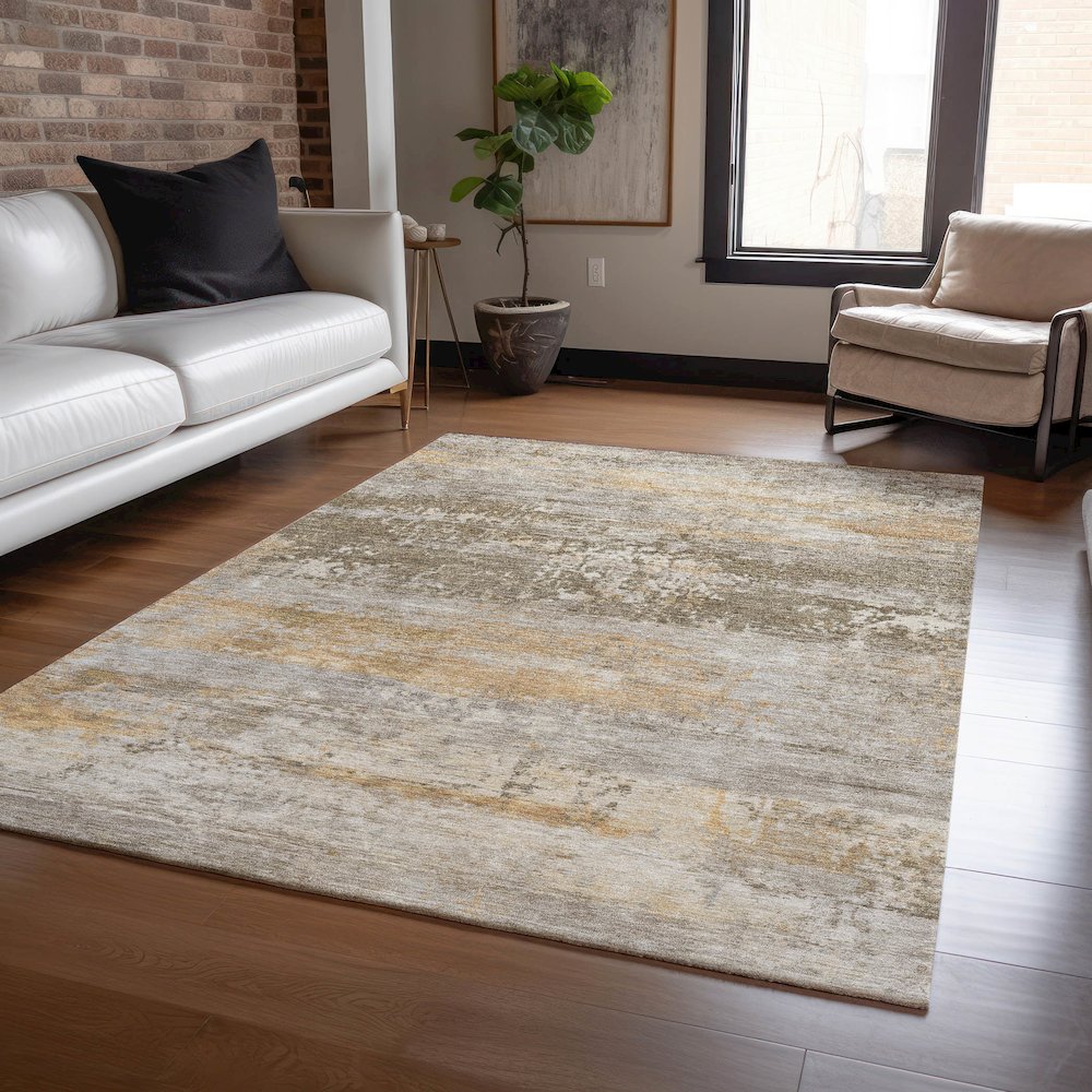 Machine Washable Indoor/Outdoor Chantille ACN2146 Brown 2'6" x 3'10" Rug. Picture 5