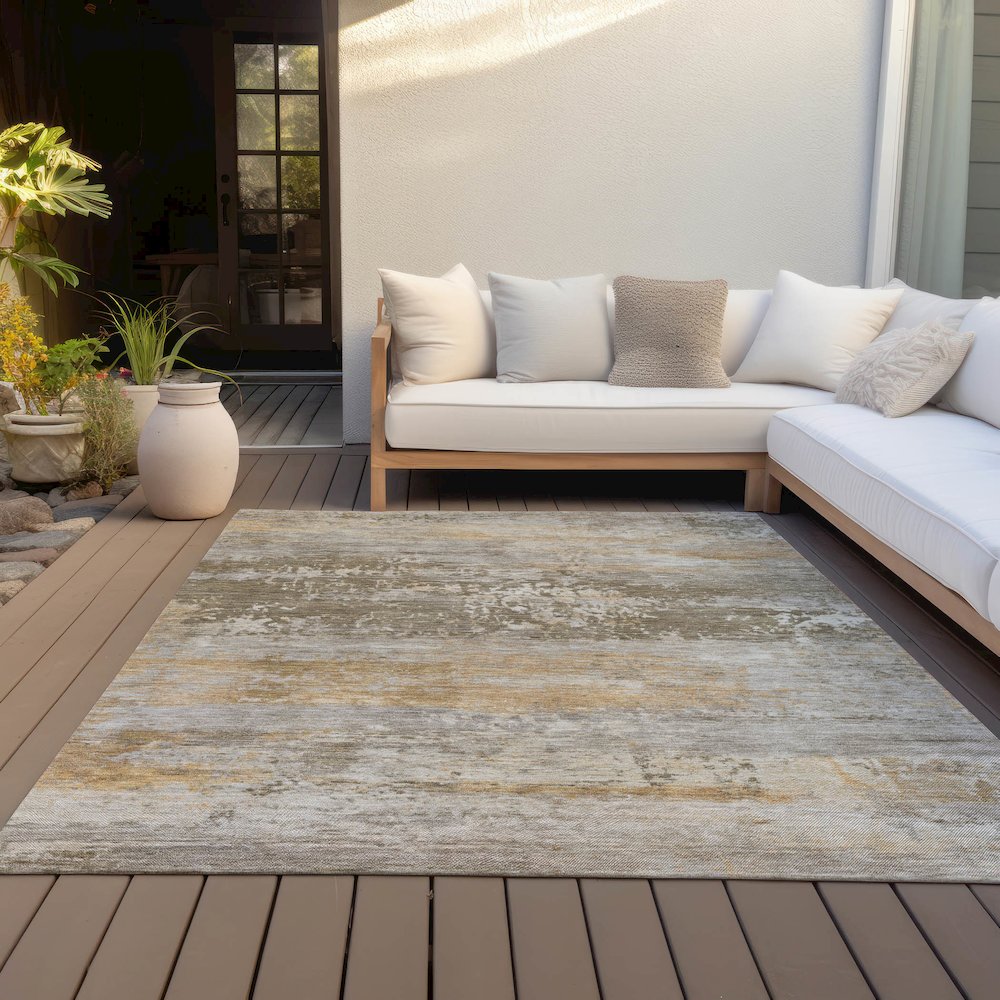 Machine Washable Indoor/Outdoor Chantille ACN2146 Brown 2'6" x 3'10" Rug. Picture 7