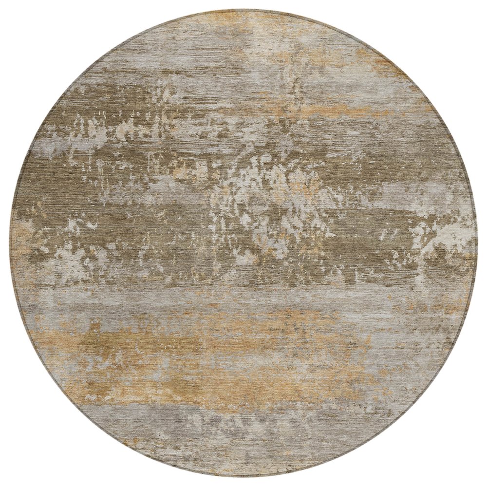 Machine Washable Indoor/Outdoor Chantille ACN2146 Brown 8' x 8' Round Rug. Picture 1
