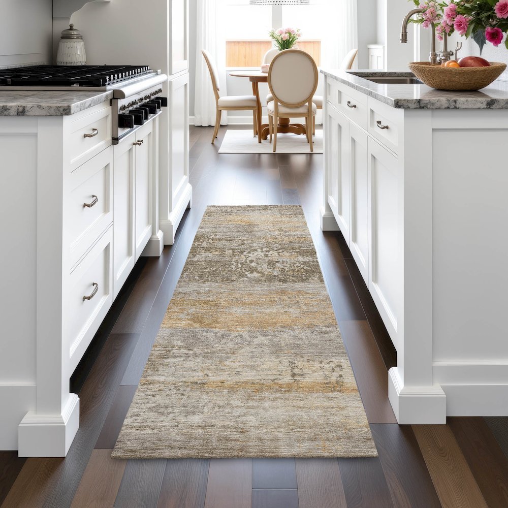 Machine Washable Indoor/Outdoor Chantille ACN2146 Brown 2'3" x 7'6" Runner Rug. Picture 5
