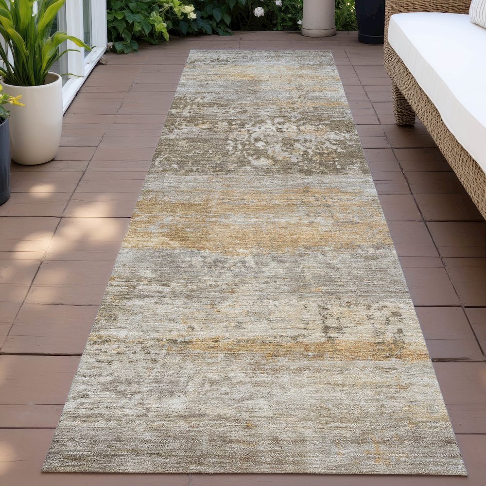 Machine Washable Indoor/Outdoor Chantille ACN2146 Brown 2'3" x 7'6" Runner Rug. Picture 6