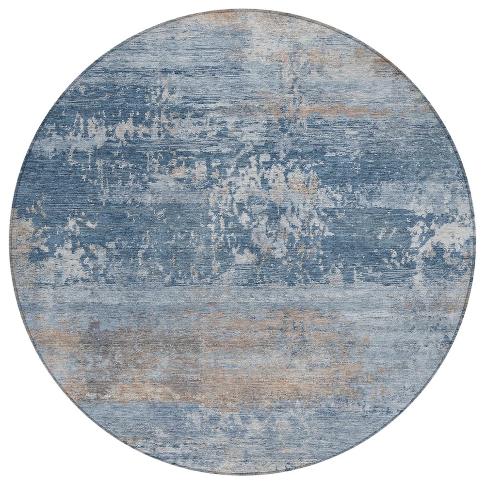 Machine Washable Indoor/Outdoor Chantille ACN2146 Denim 8' x 8' Round Rug. Picture 1