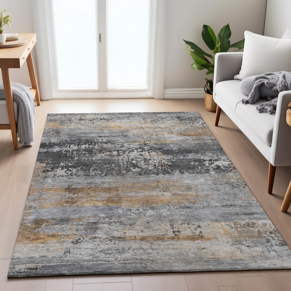 Machine Washable Indoor/Outdoor Chantille ACN2146 Gray 2'6" x 3'10" Rug. Picture 5