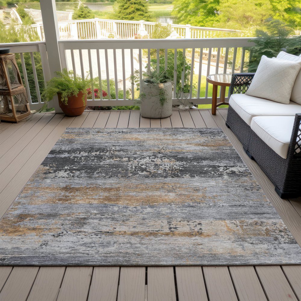Machine Washable Indoor/Outdoor Chantille ACN2146 Gray 2'6" x 3'10" Rug. Picture 7