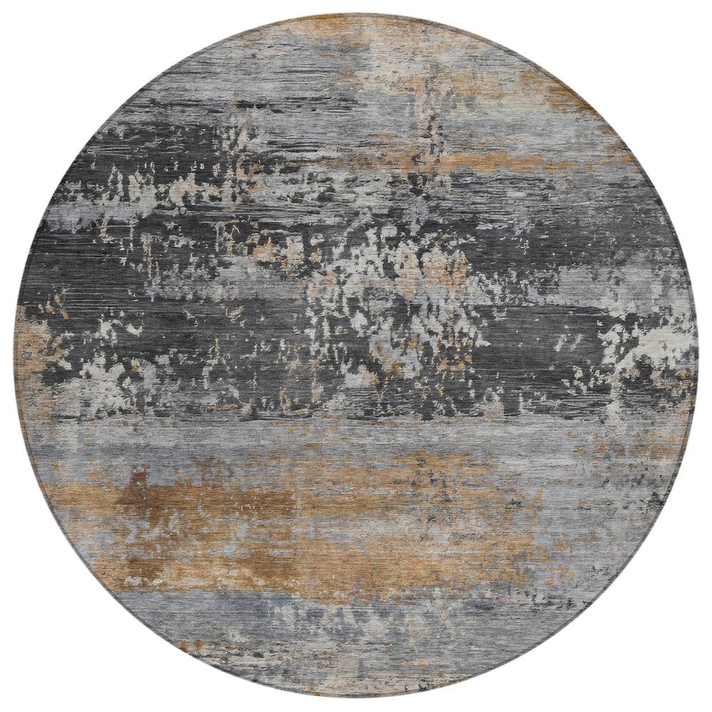 Machine Washable Indoor/Outdoor Chantille ACN2146 Gray 8' x 8' Round Rug. Picture 1