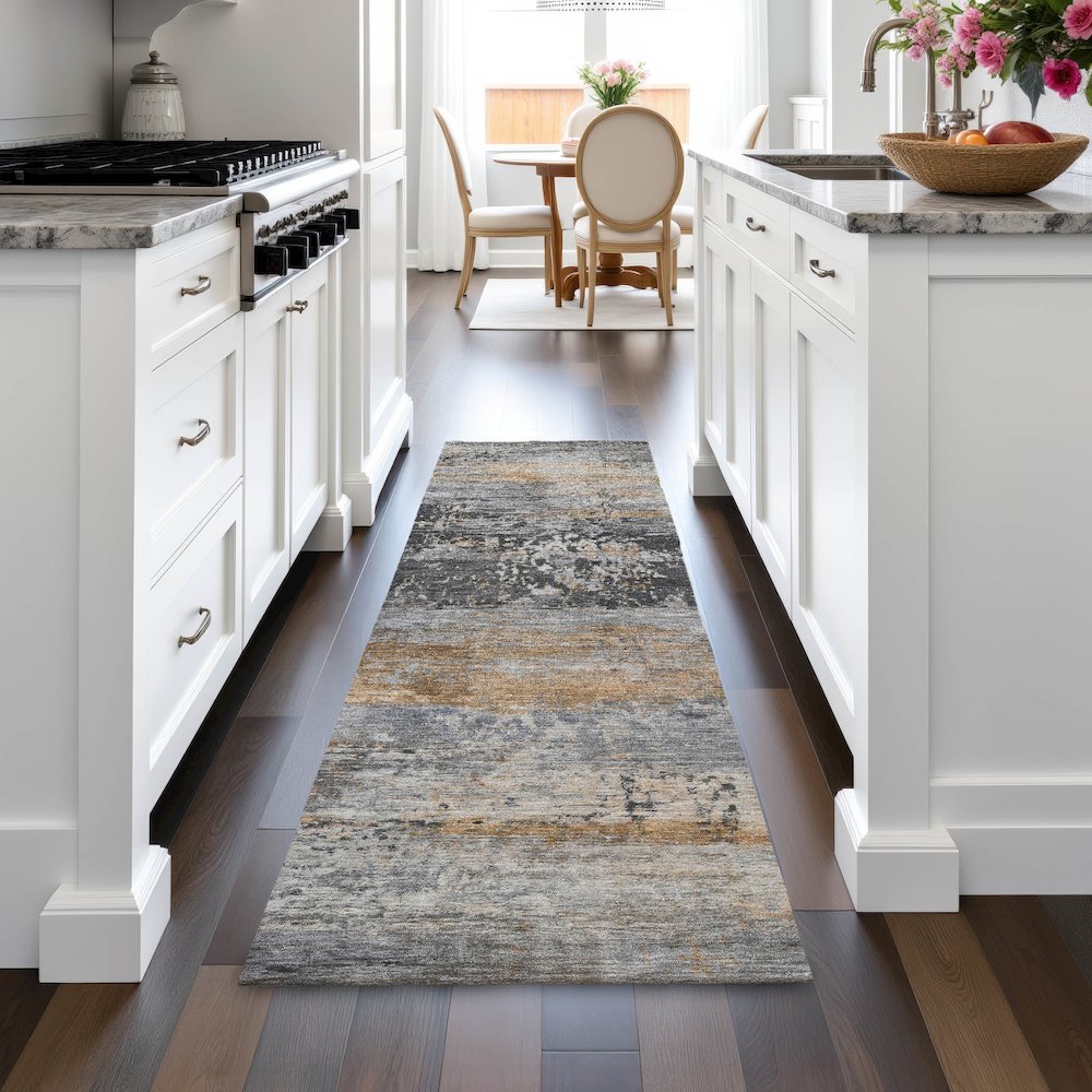 Machine Washable Indoor/Outdoor Chantille ACN2146 Gray 2'3" x 7'6" Runner Rug. Picture 5