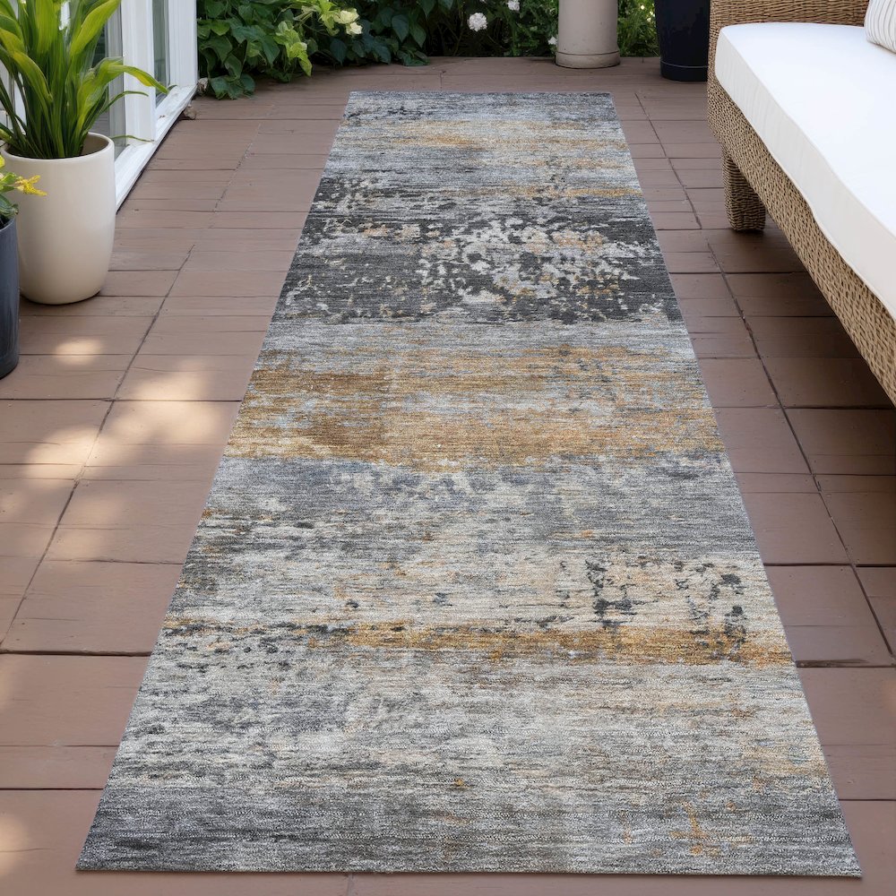 Machine Washable Indoor/Outdoor Chantille ACN2146 Gray 2'3" x 7'6" Runner Rug. Picture 6