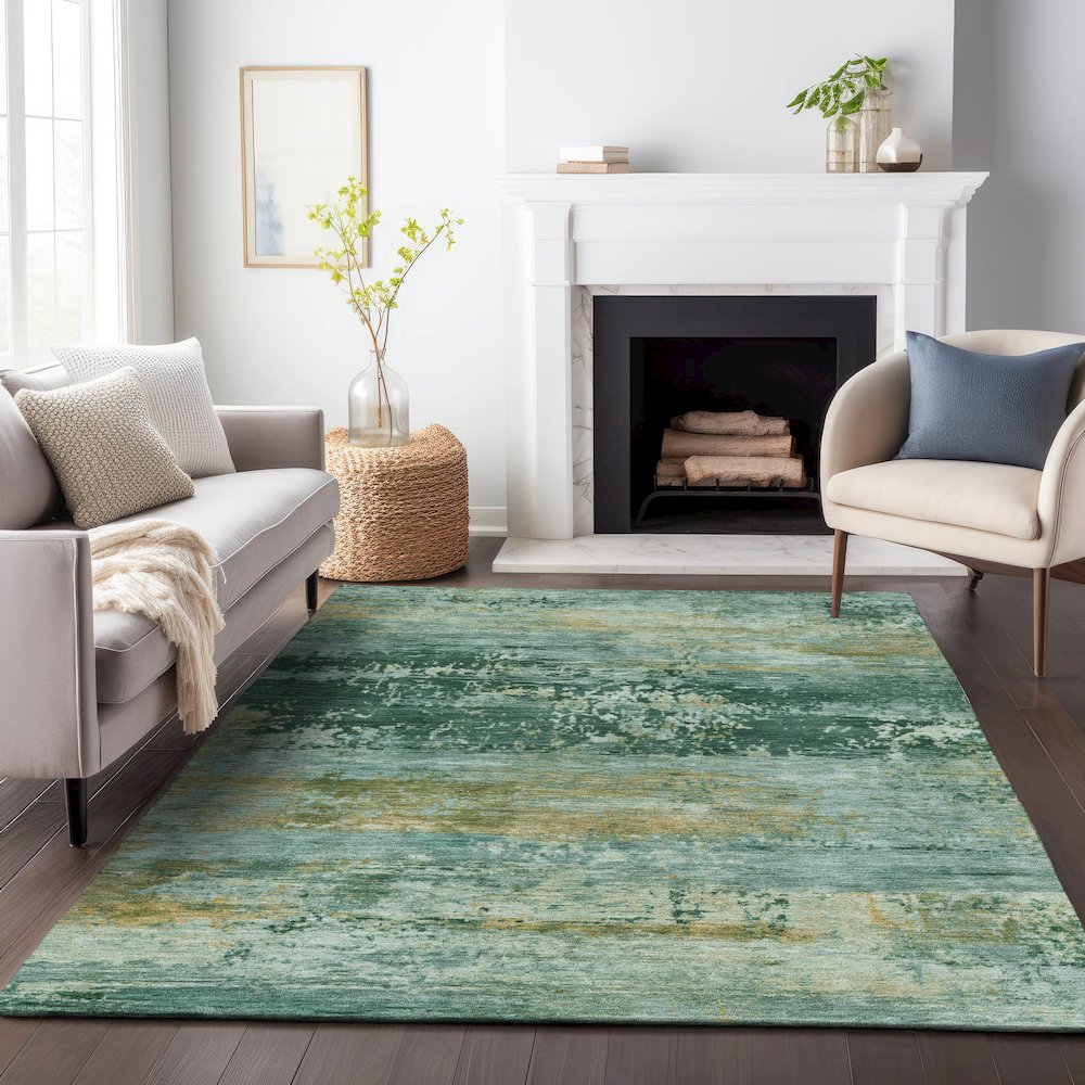 Machine Washable Indoor/Outdoor Chantille ACN2146 Green 2'6" x 3'10" Rug. Picture 6