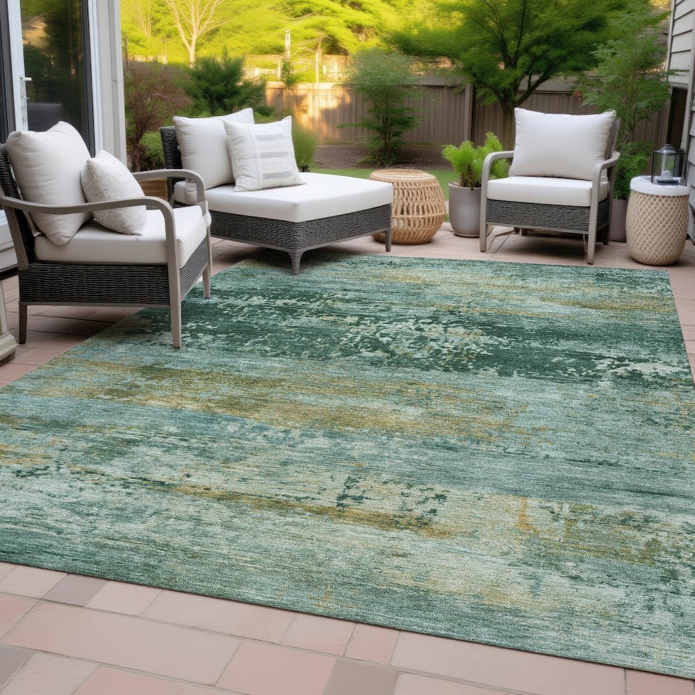 Machine Washable Indoor/Outdoor Chantille ACN2146 Green 2'6" x 3'10" Rug. Picture 8