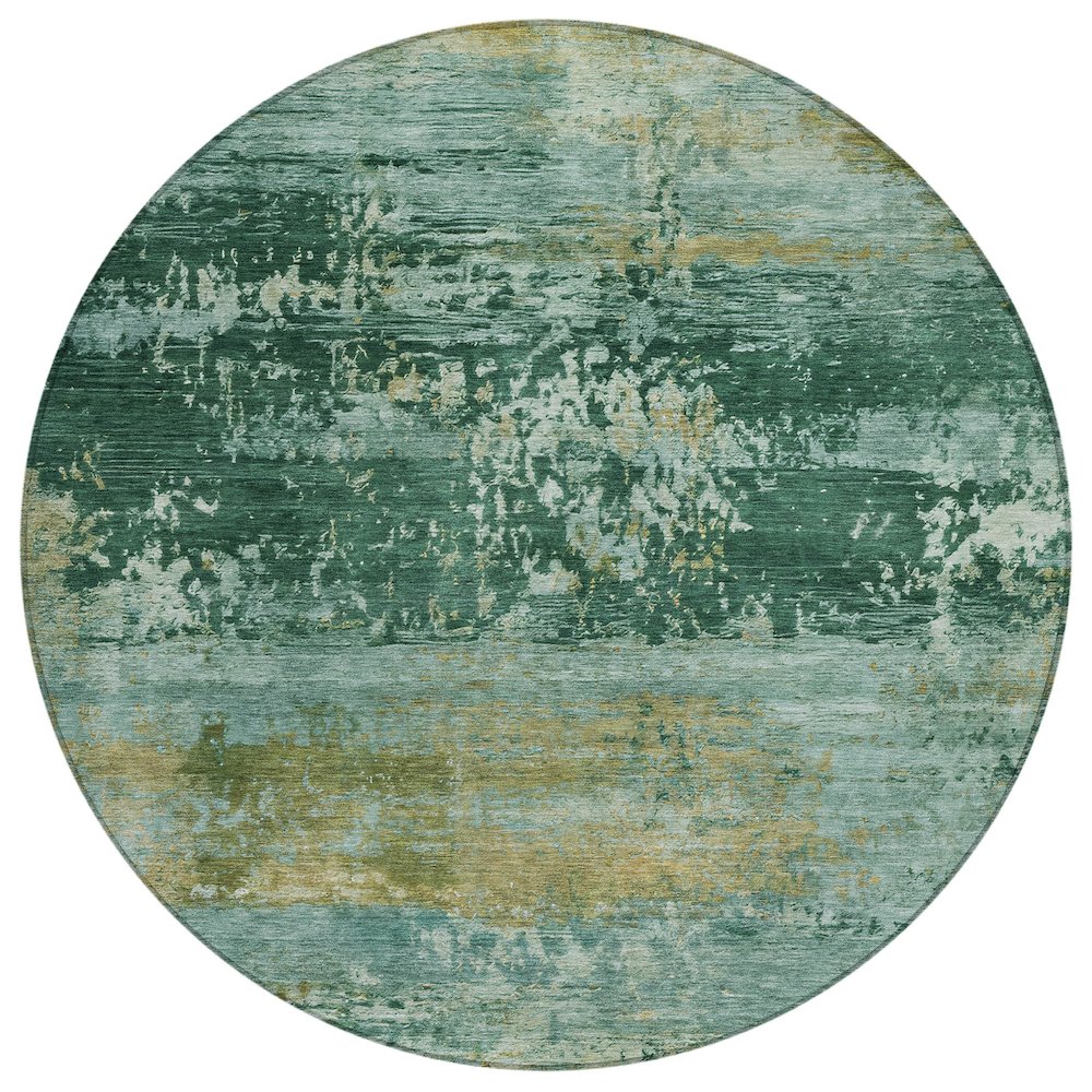 Machine Washable Indoor/Outdoor Chantille ACN2146 Green 8' x 8' Round Rug. Picture 1