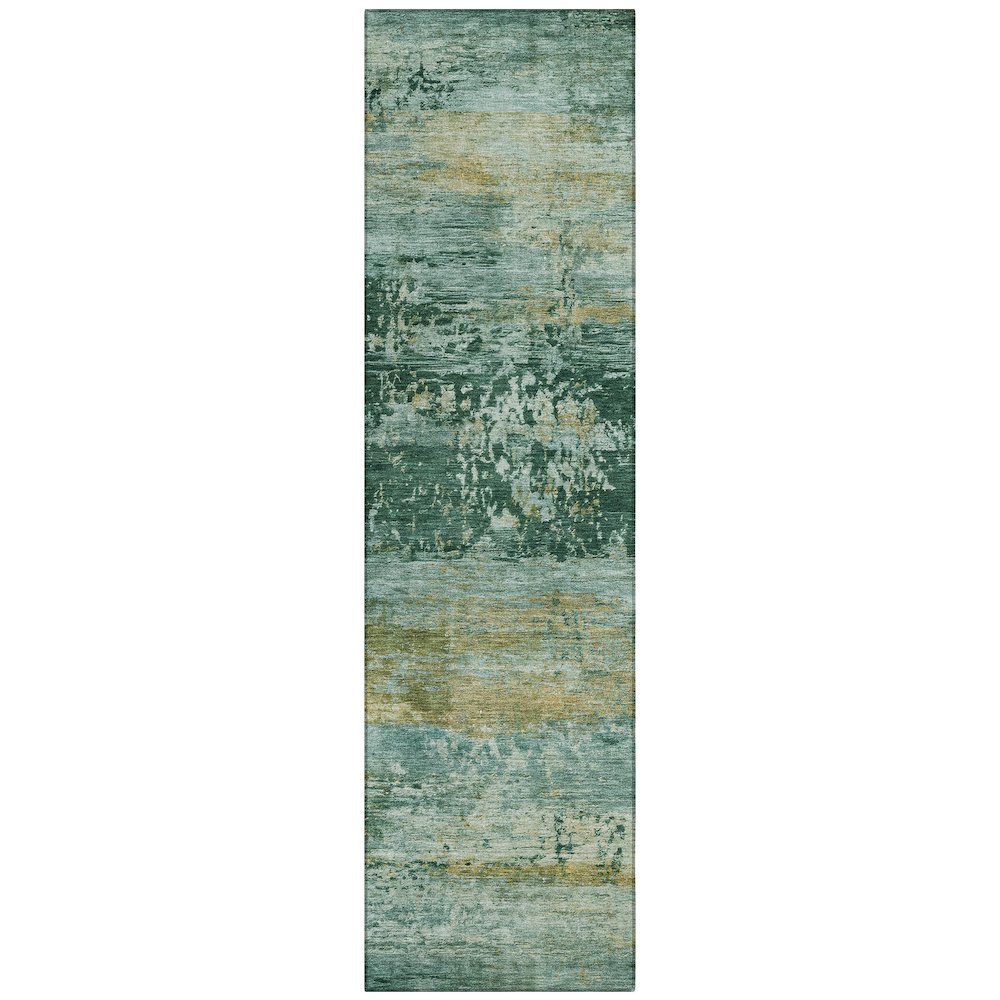 Machine Washable Indoor/Outdoor Chantille ACN2146 Green 2'3" x 7'6" Runner Rug. Picture 1