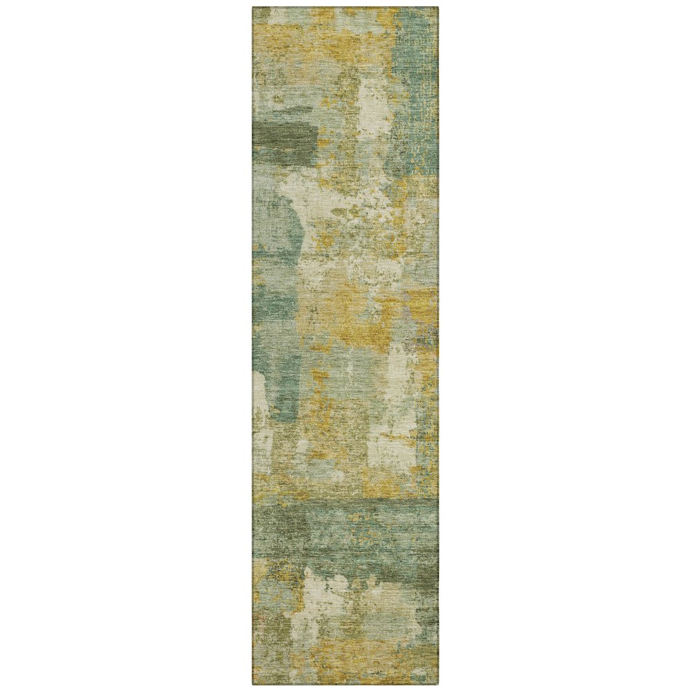 Machine Washable Indoor/Outdoor Chantille ACN2147 Green 2'3" x 7'6" Runner Rug. Picture 1