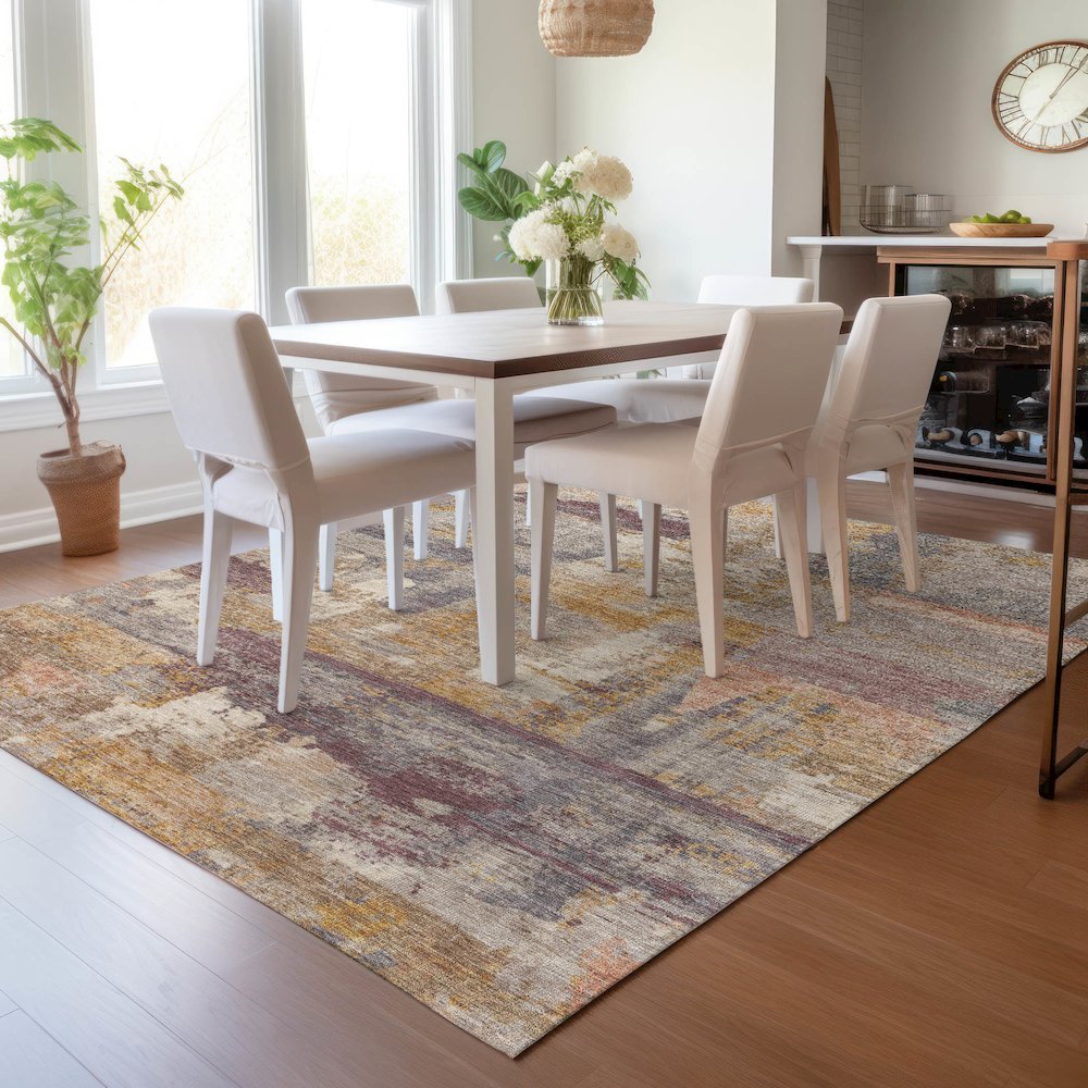 Machine Washable Indoor/Outdoor Chantille ACN2147 Rust 2'6" x 3'10" Rug. Picture 5