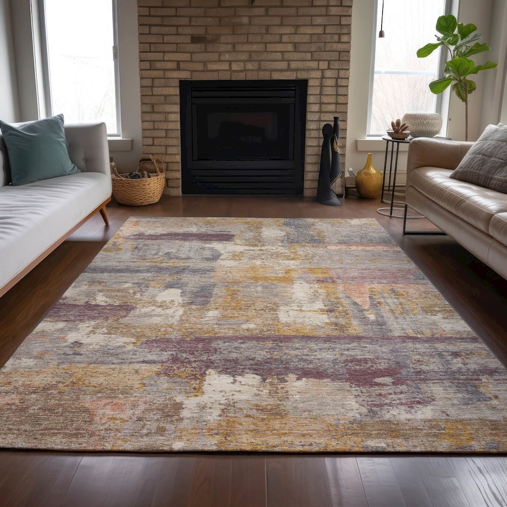 Machine Washable Indoor/Outdoor Chantille ACN2147 Rust 2'6" x 3'10" Rug. Picture 6
