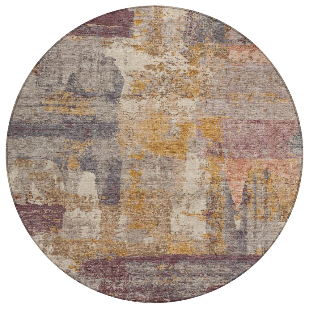 Machine Washable Indoor/Outdoor Chantille ACN2147 Rust 8' x 8' Round Rug. Picture 1