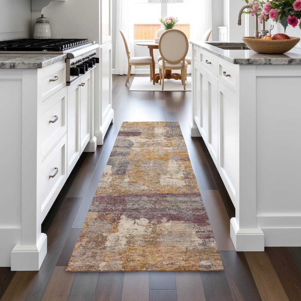 Machine Washable Indoor/Outdoor Chantille ACN2147 Rust 2'3" x 7'6" Runner Rug. Picture 5