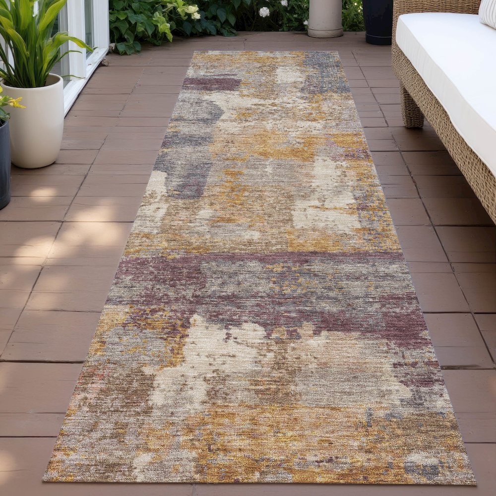 Machine Washable Indoor/Outdoor Chantille ACN2147 Rust 2'3" x 7'6" Runner Rug. Picture 6