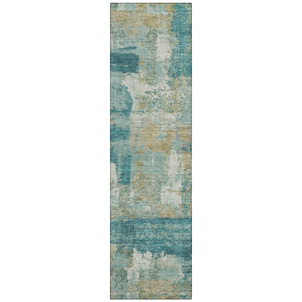 Machine Washable Indoor/Outdoor Chantille ACN2147 Teal 2'3" x 7'6" Runner Rug. Picture 1