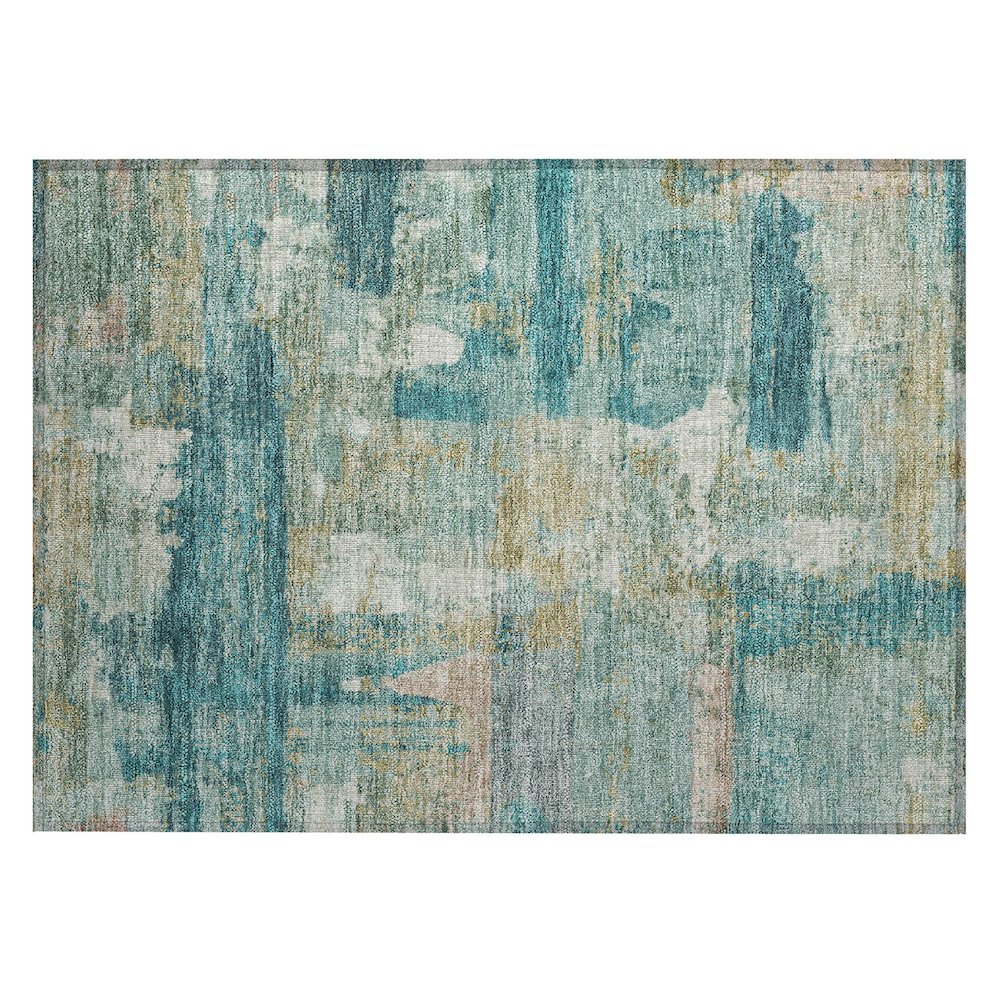 Machine Washable Indoor/Outdoor Chantille ACN2147 Teal 1'8" x 2'6" Rug. Picture 1