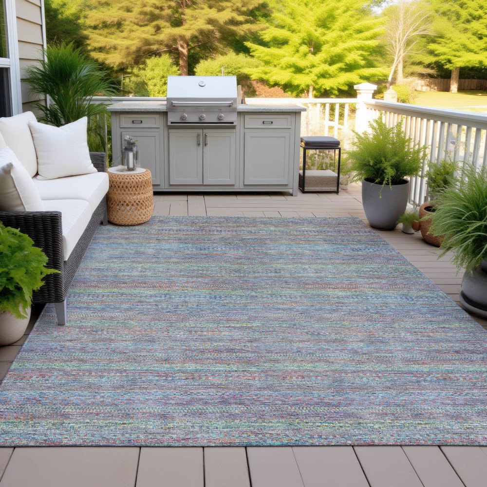 Machine Washable Indoor/Outdoor Chantille ACN2148 Blue 2'6" x 3'10" Rug. Picture 7