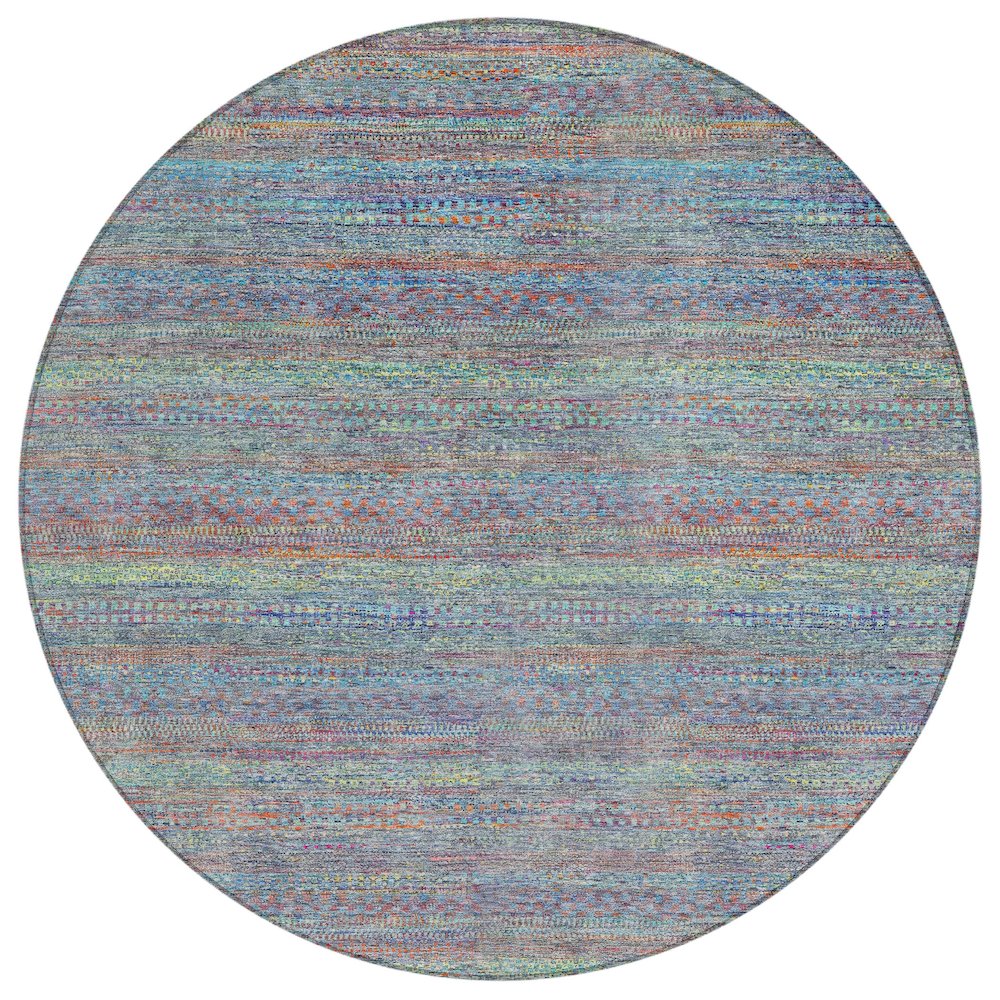 Machine Washable Indoor/Outdoor Chantille ACN2148 Blue 8' x 8' Round Rug. Picture 1