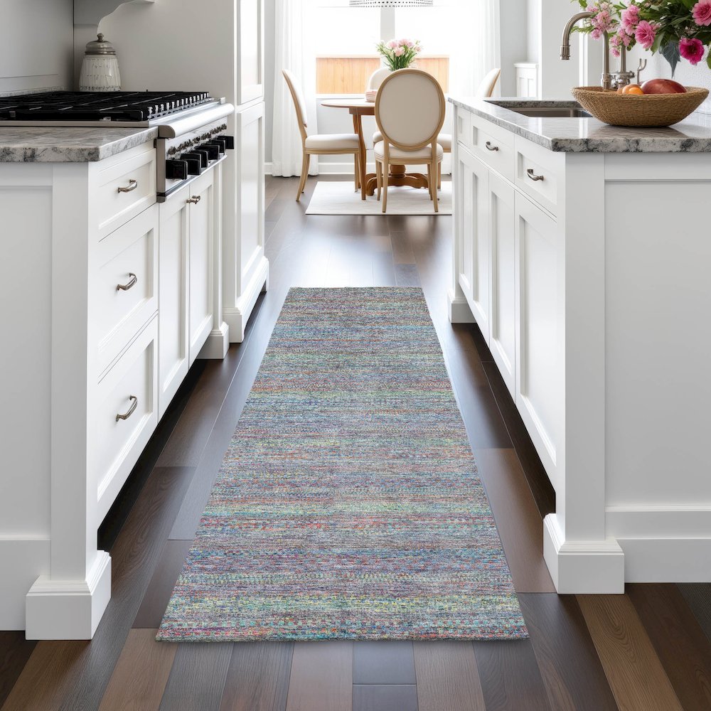 Machine Washable Indoor/Outdoor Chantille ACN2148 Blue 2'3" x 7'6" Runner Rug. Picture 5