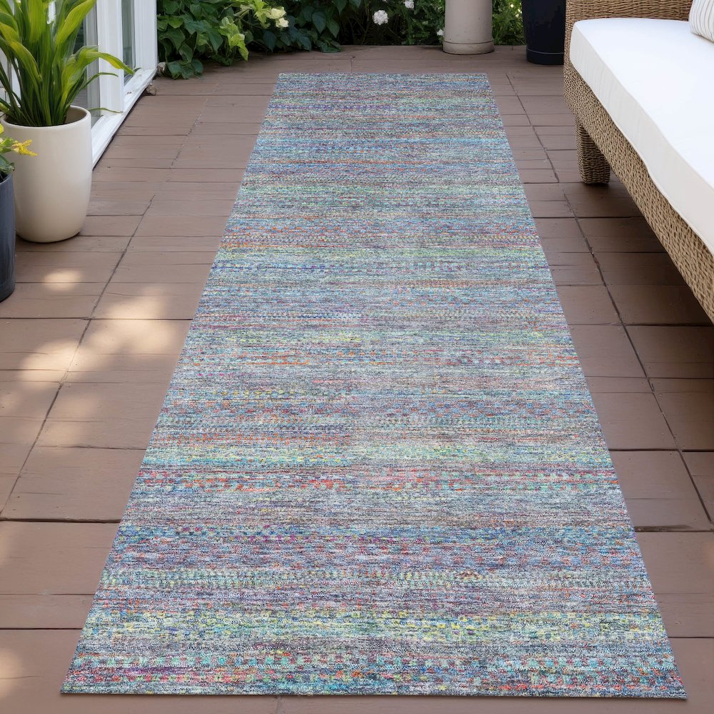 Machine Washable Indoor/Outdoor Chantille ACN2148 Blue 2'3" x 7'6" Runner Rug. Picture 6