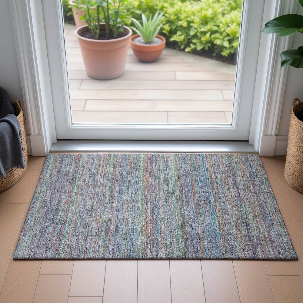 Machine Washable Indoor/Outdoor Chantille ACN2148 Blue 1'8" x 2'6" Rug. Picture 5