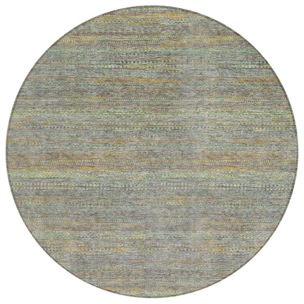 Machine Washable Indoor/Outdoor Chantille ACN2148 Gray 8' x 8' Round Rug. Picture 1