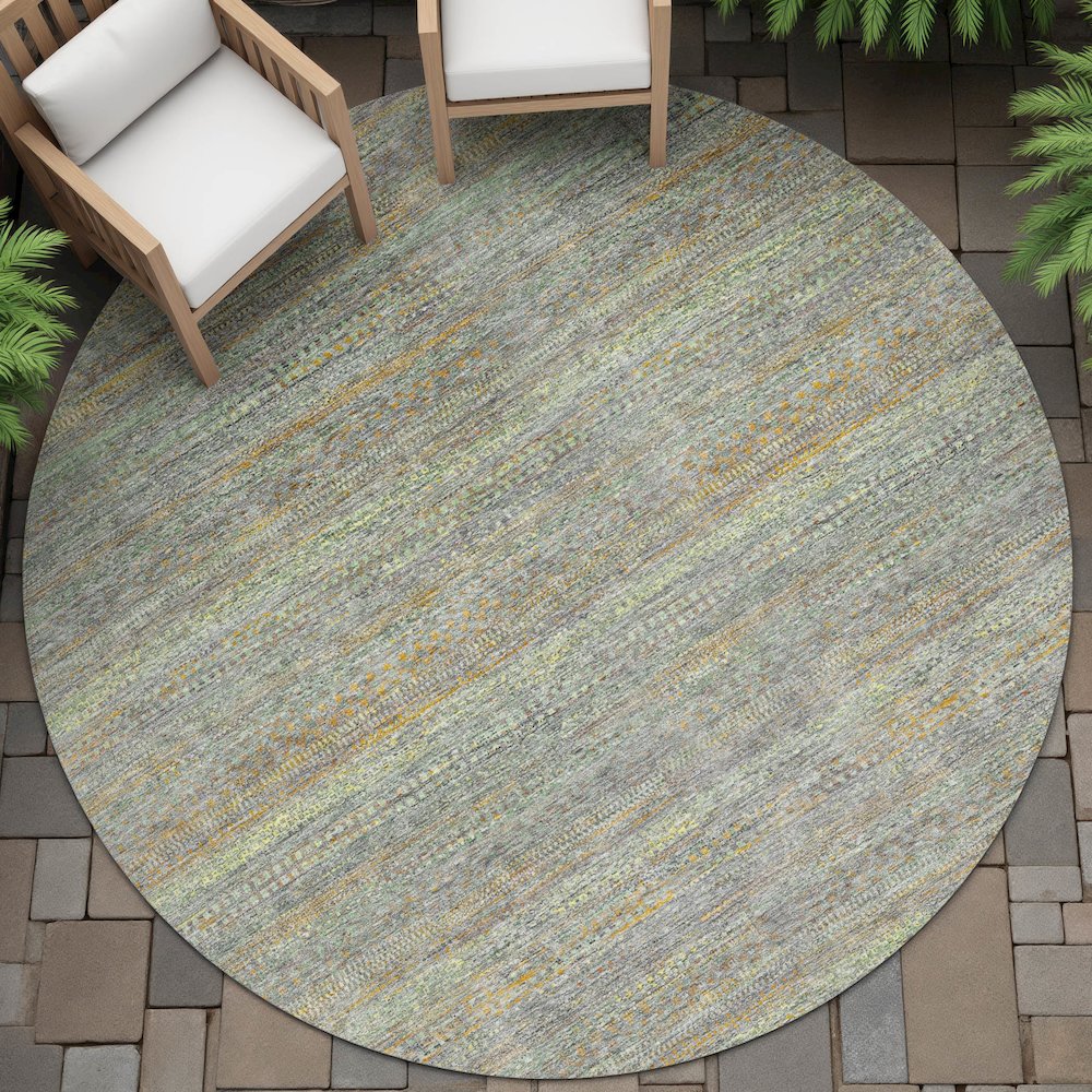 Machine Washable Indoor/Outdoor Chantille ACN2148 Gray 8' x 8' Round Rug. Picture 6