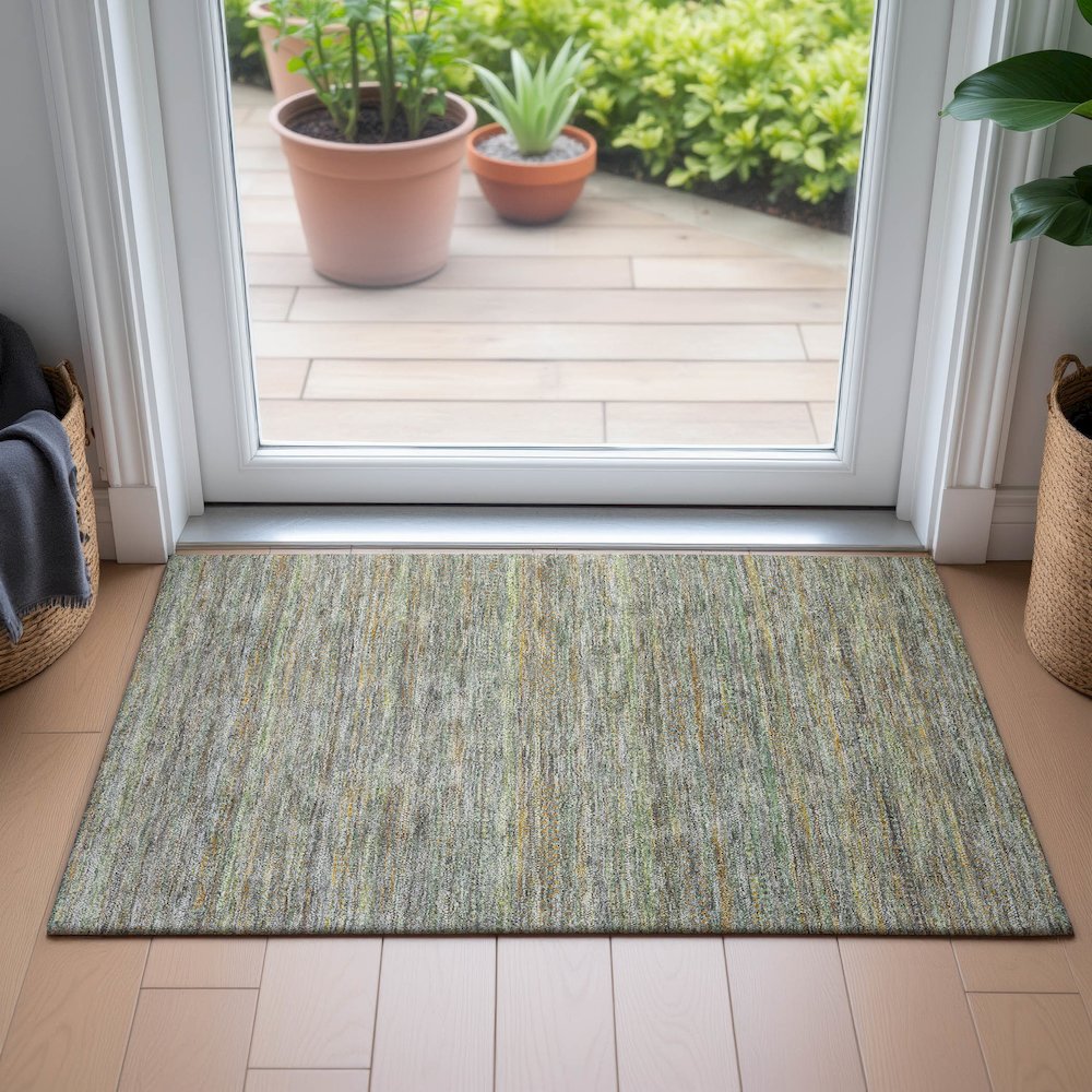 Machine Washable Indoor/Outdoor Chantille ACN2148 Gray 1'8" x 2'6" Rug. Picture 5