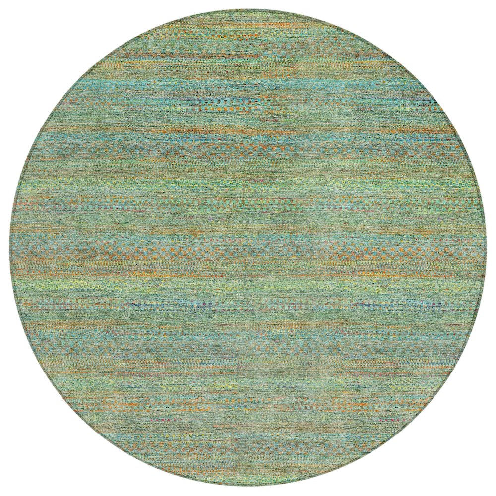 Machine Washable Indoor/Outdoor Chantille ACN2148 Green 8' x 8' Round Rug. Picture 1