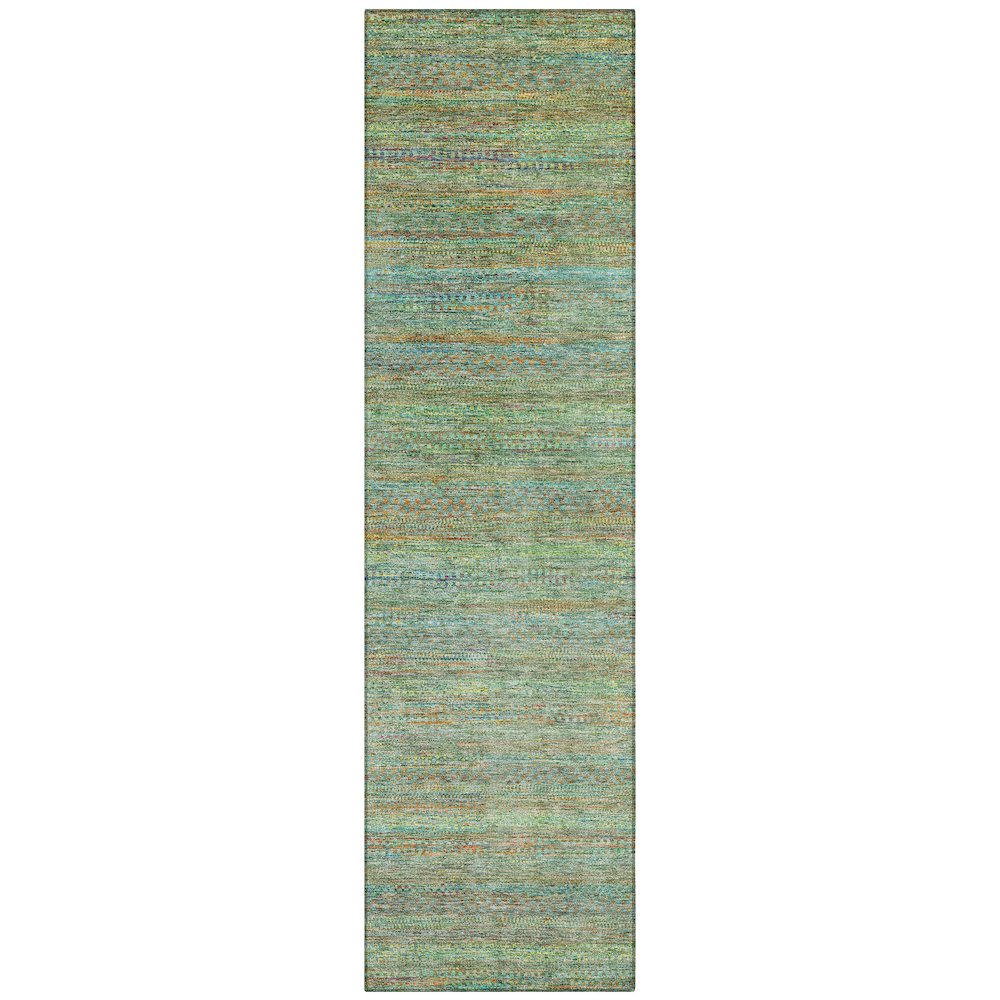 Machine Washable Indoor/Outdoor Chantille ACN2148 Green 2'3" x 7'6" Runner Rug. Picture 1