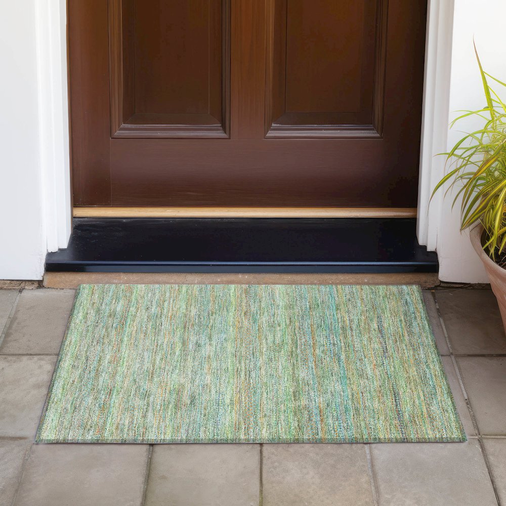 Machine Washable Indoor/Outdoor Chantille ACN2148 Green 1'8" x 2'6" Rug. Picture 6