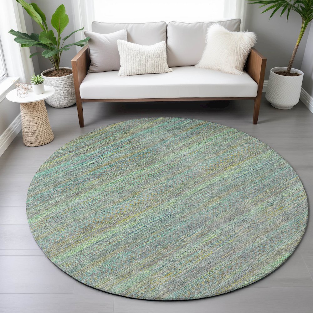 Machine Washable Indoor/Outdoor Chantille ACN2148 Pewter 8' x 8' Round Rug. Picture 5