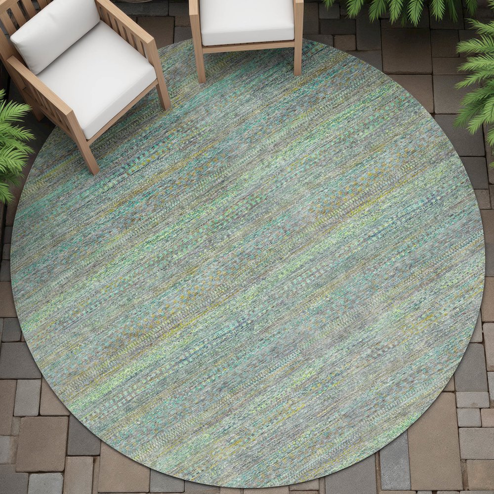 Machine Washable Indoor/Outdoor Chantille ACN2148 Pewter 8' x 8' Round Rug. Picture 6