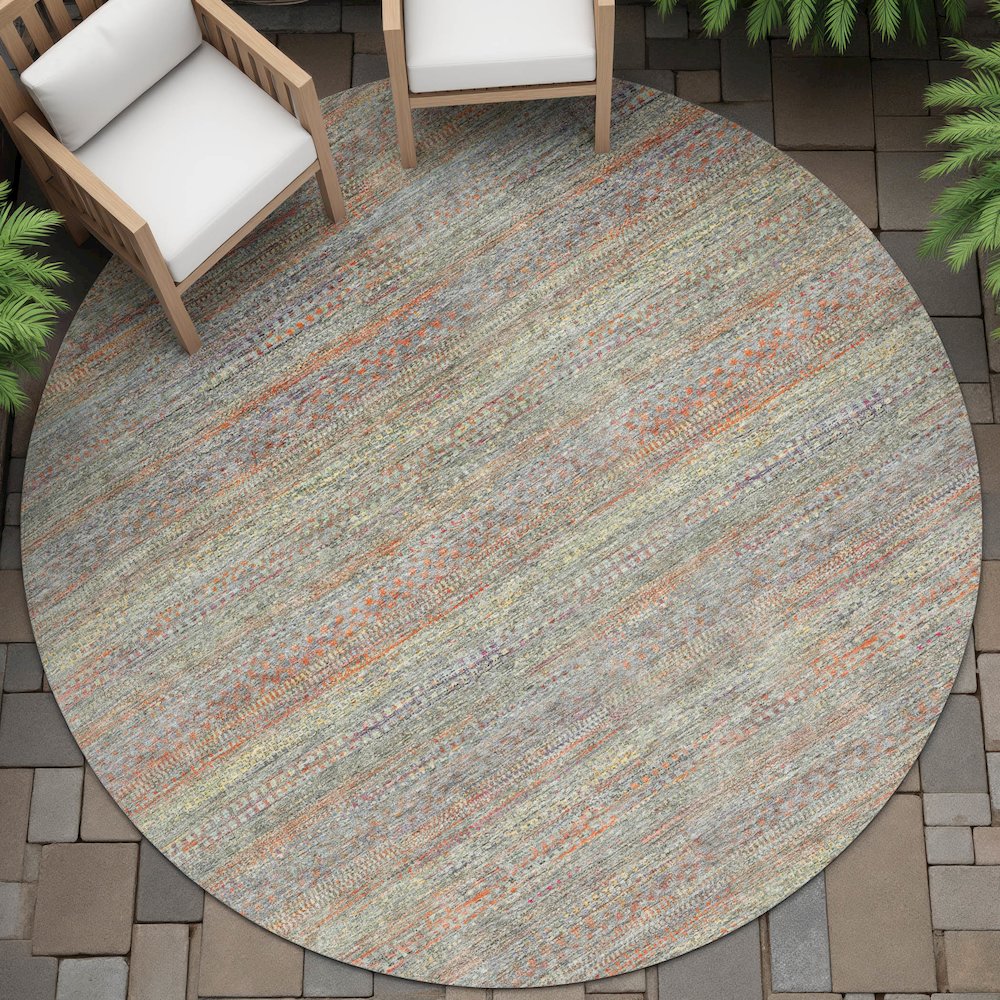 Machine Washable Indoor/Outdoor Chantille ACN2148 Sage 8' x 8' Round Rug. Picture 6