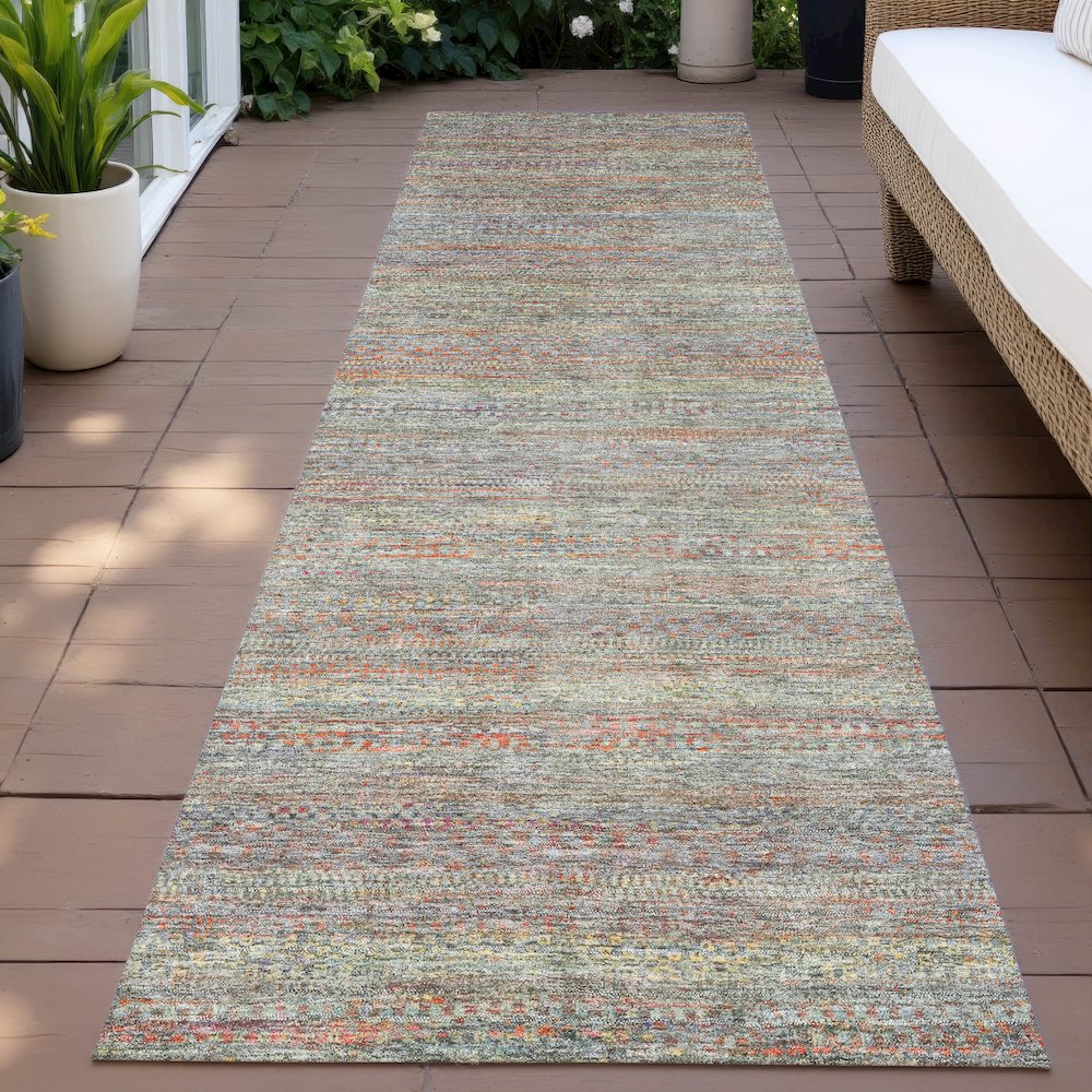 Machine Washable Indoor/Outdoor Chantille ACN2148 Sage 2'3" x 7'6" Runner Rug. Picture 6