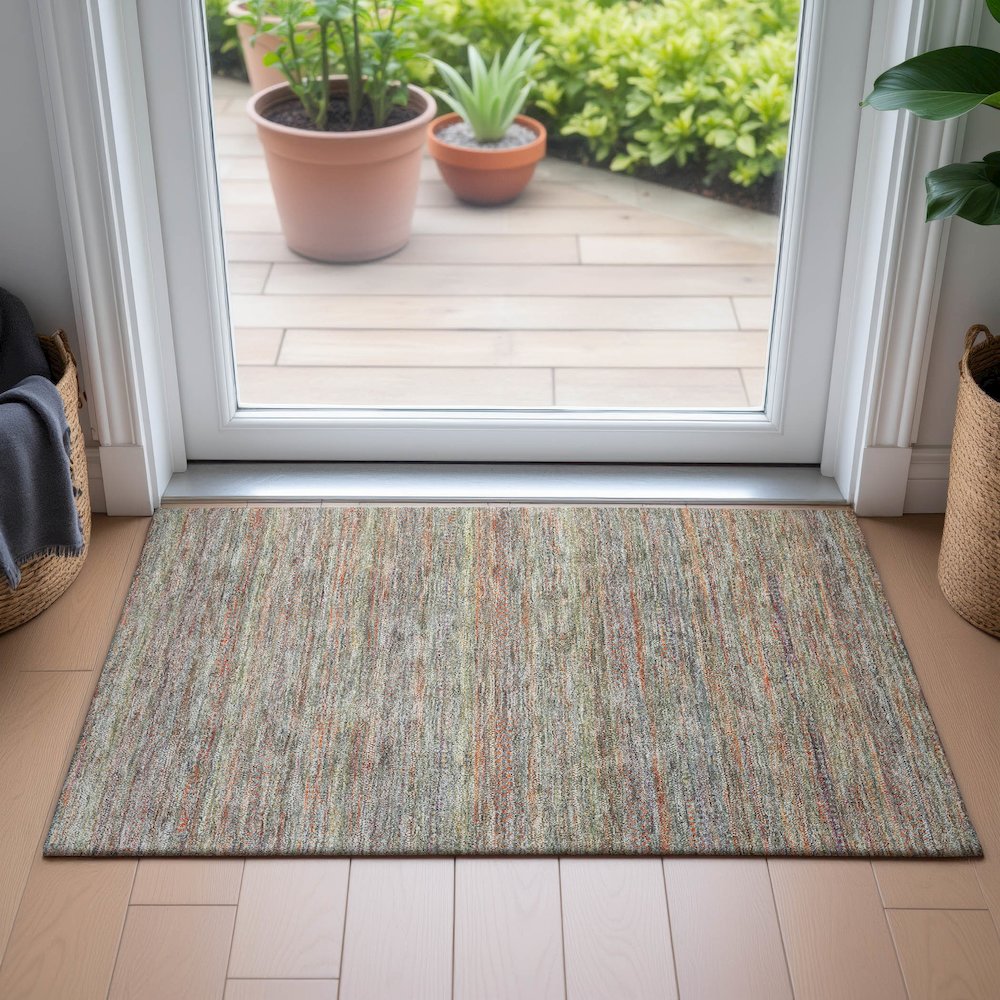 Machine Washable Indoor/Outdoor Chantille ACN2148 Sage 1'8" x 2'6" Rug. Picture 5