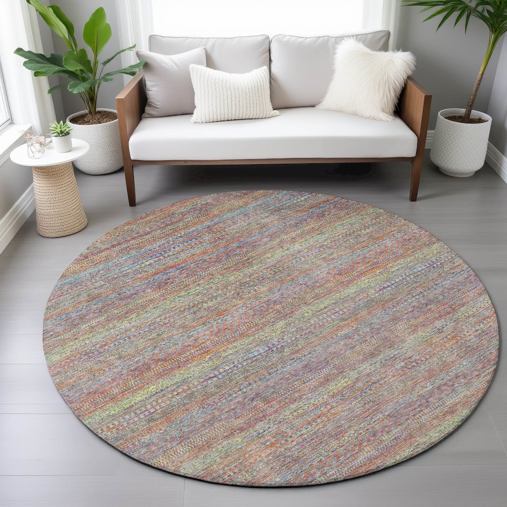 Machine Washable Indoor/Outdoor Chantille ACN2148 Terracotta 8' x 8' Round Rug. Picture 5