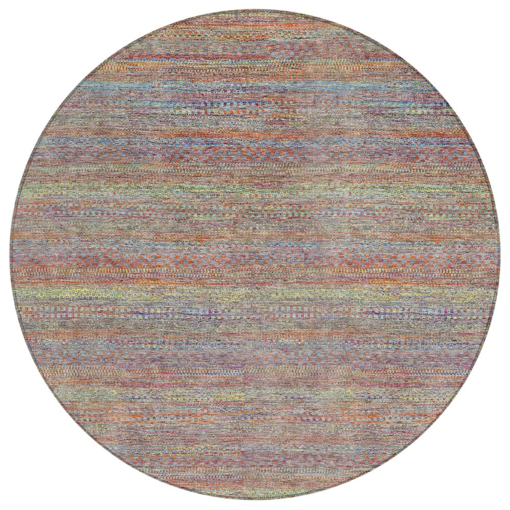 Machine Washable Indoor/Outdoor Chantille ACN2148 Terracotta 8' x 8' Round Rug. Picture 1