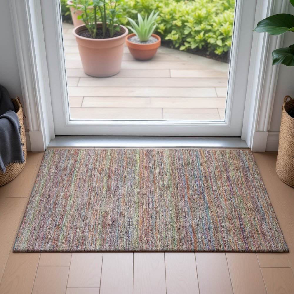 Machine Washable Indoor/Outdoor Chantille ACN2148 Terracotta 1'8" x 2'6" Rug. Picture 5
