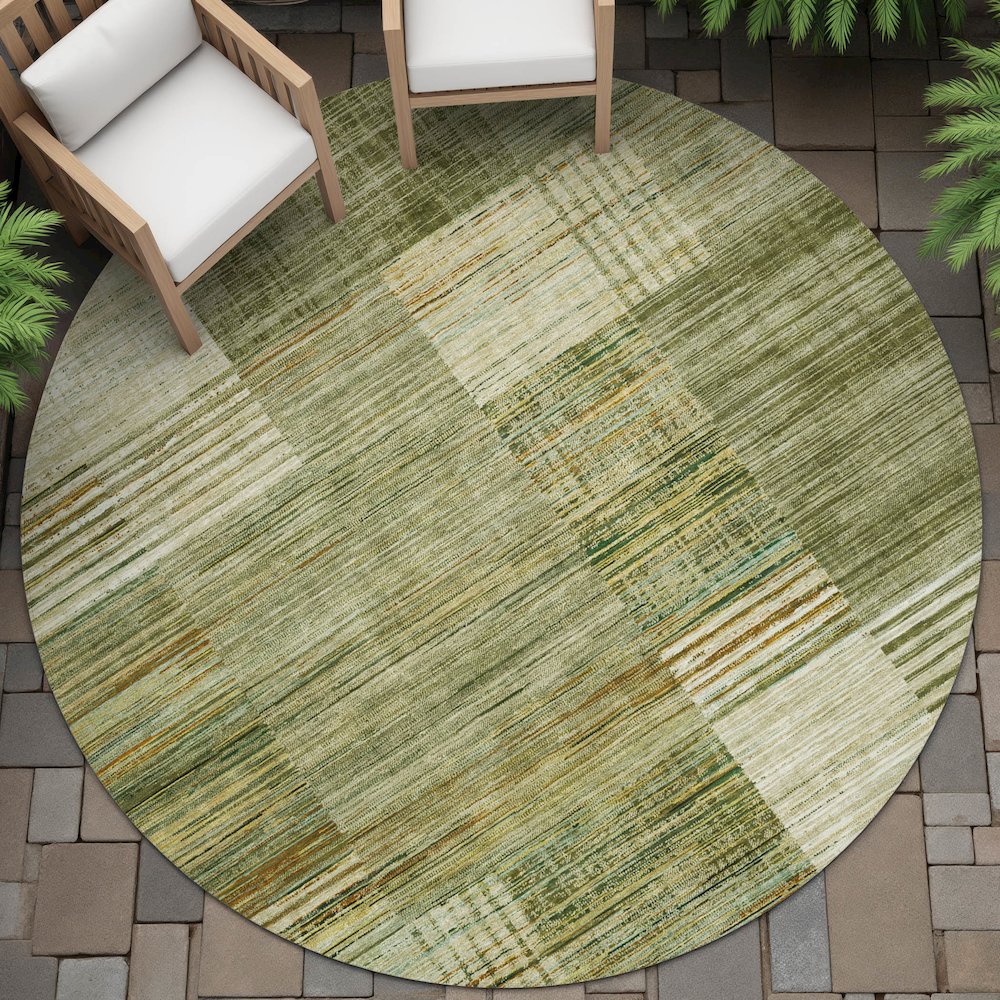 Machine Washable Indoor/Outdoor Chantille ACN2149 Aloe 8' x 8' Round Rug. Picture 6