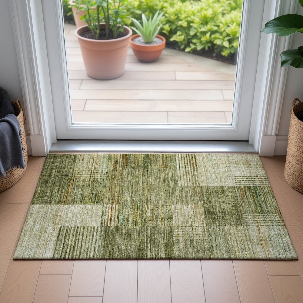 Machine Washable Indoor/Outdoor Chantille ACN2149 Aloe 1'8" x 2'6" Rug. Picture 5