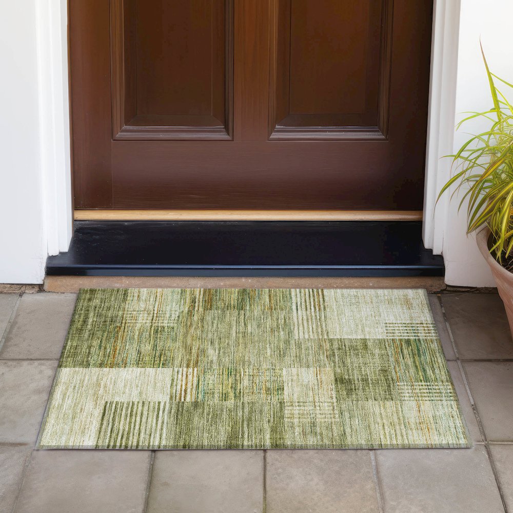 Machine Washable Indoor/Outdoor Chantille ACN2149 Aloe 1'8" x 2'6" Rug. Picture 6