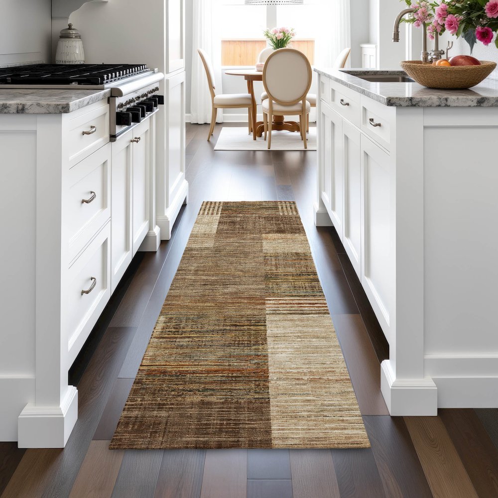 Machine Washable Indoor/Outdoor Chantille ACN2149 Brown 2'3" x 7'6" Runner Rug. Picture 5