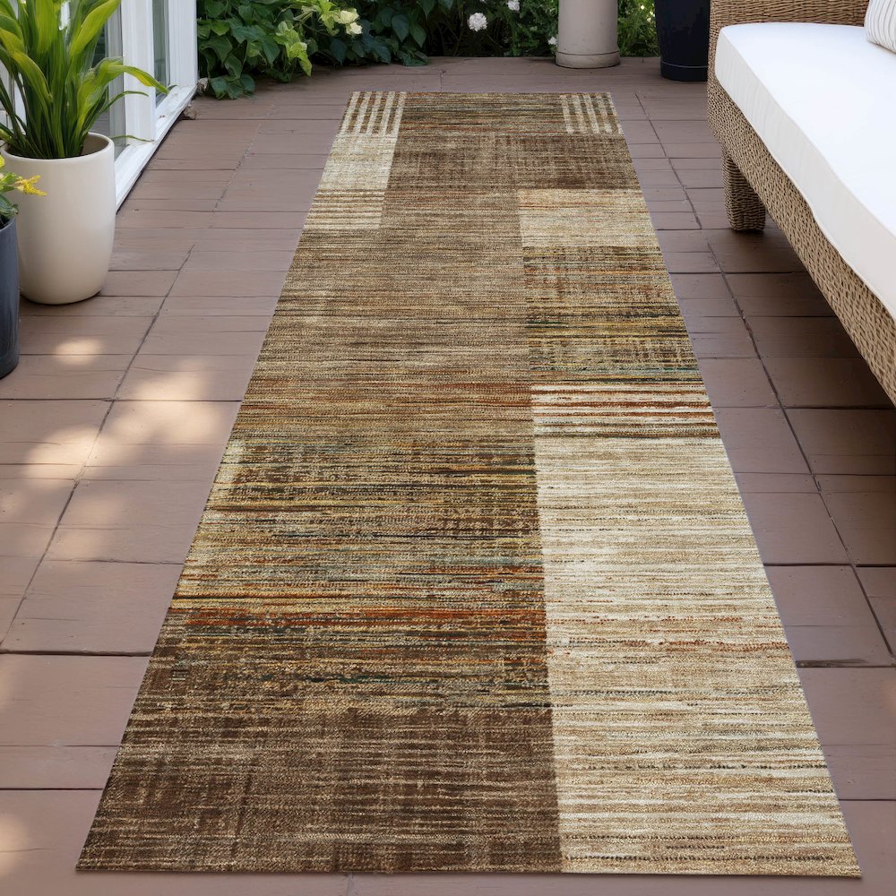 Machine Washable Indoor/Outdoor Chantille ACN2149 Brown 2'3" x 7'6" Runner Rug. Picture 6