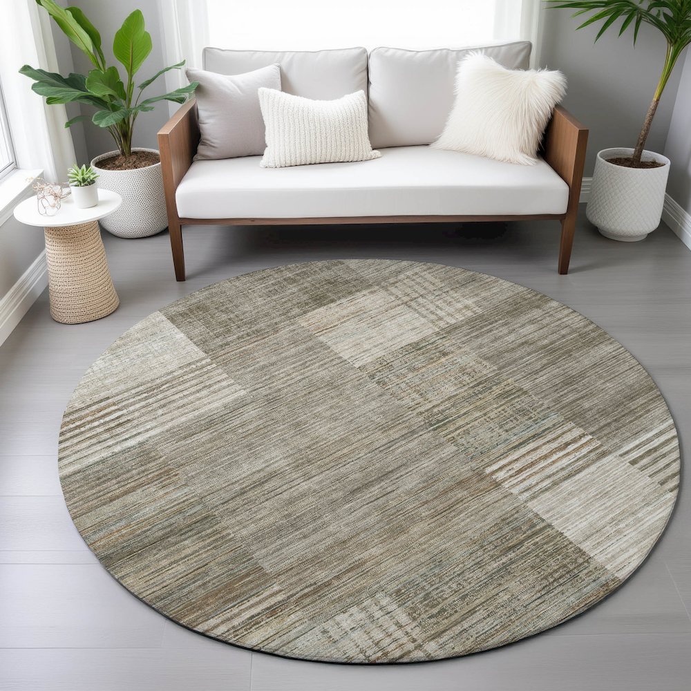Machine Washable Indoor/Outdoor Chantille ACN2149 Pewter 8' x 8' Round Rug. Picture 5