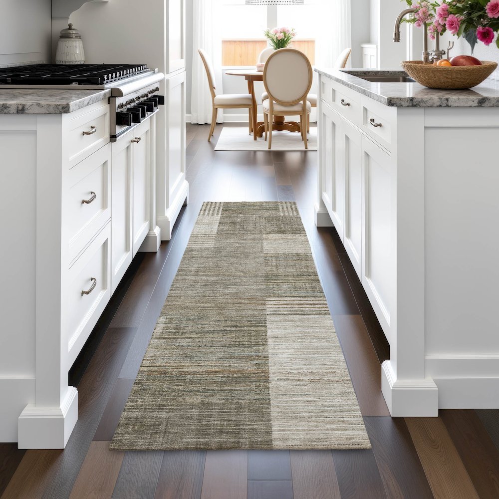 Machine Washable Indoor/Outdoor Chantille ACN2149 Pewter 2'3" x 7'6" Runner Rug. Picture 5